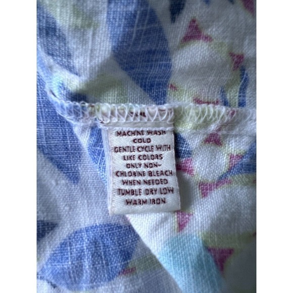 JM Collection 100% Linen Long Sleeve Button Down Shirt Blue Floral Women 18 EUC - Picture 7 of 7